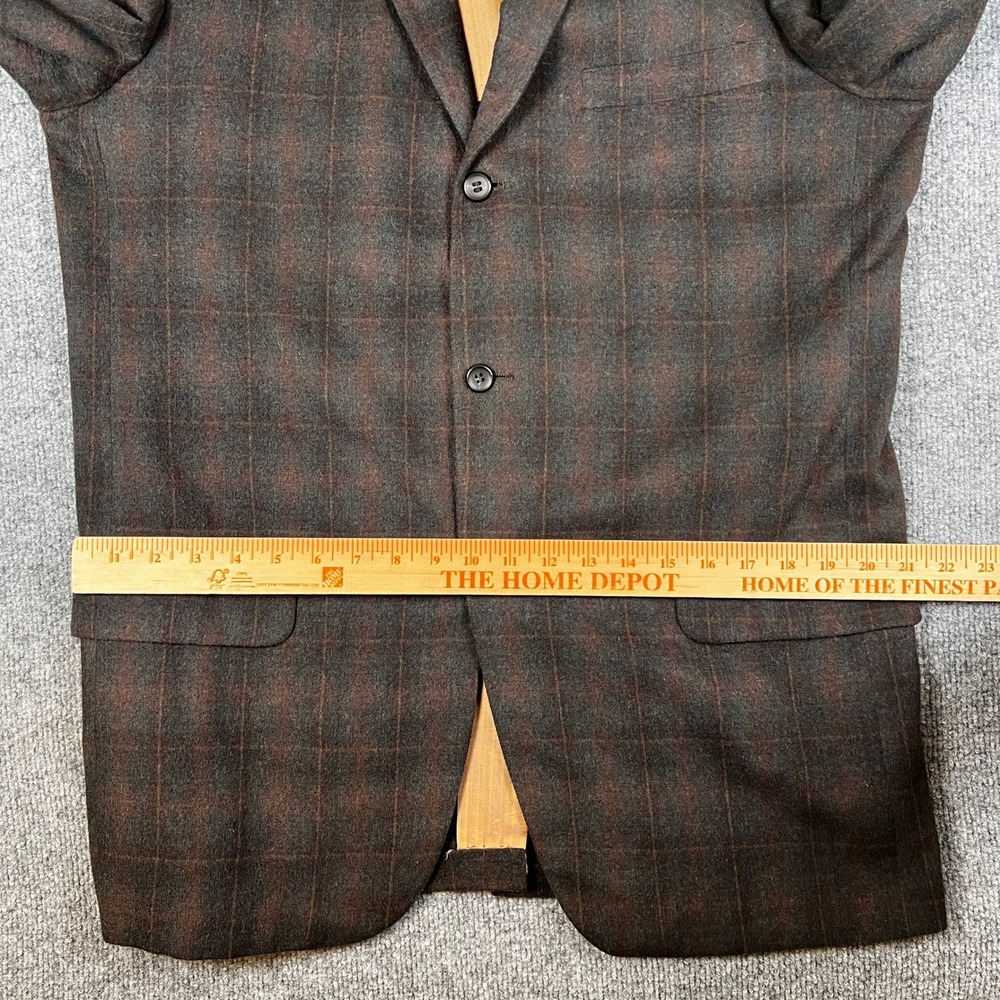 Vintage 50s Pennys Blazer Mens 42R Brown Shadow Plaid 3 Button Union Made in USA - Picture 10 of 14